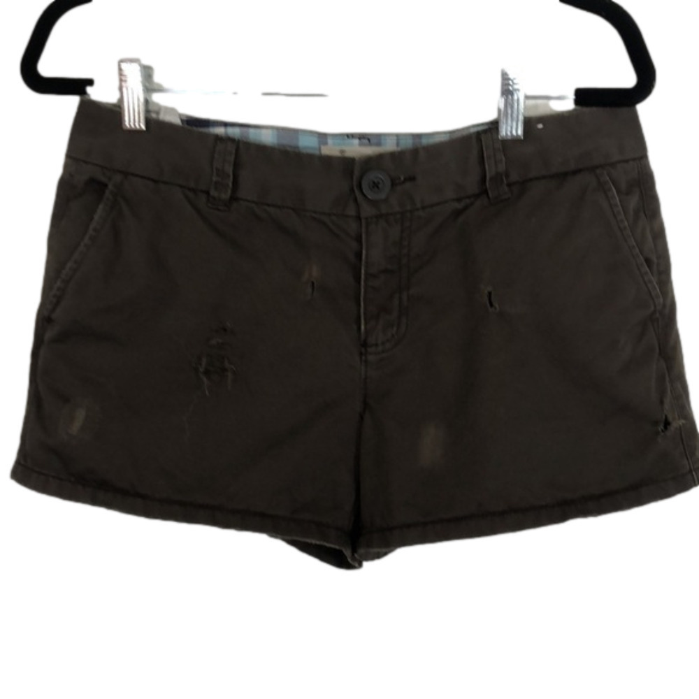 old Navy chocolate brown distressed shorts size 6
